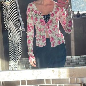 Abercrombie flower cardigan